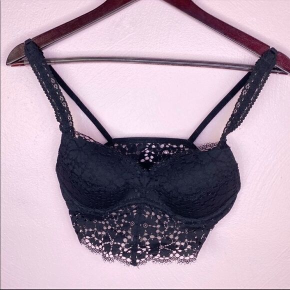 PINK by Victoria’s Secret Eyelet Lace Underwire Bralette Black XS - Picture 2 of 12